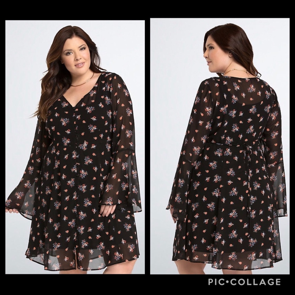🚫SOLD🚫TORRID•floral chiffon shirt dress